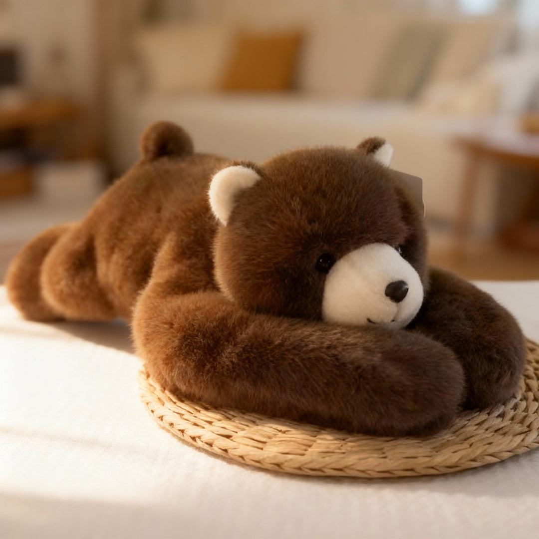 Cozy plushie, a soft faux fur friend for emotional well-being & comfort.