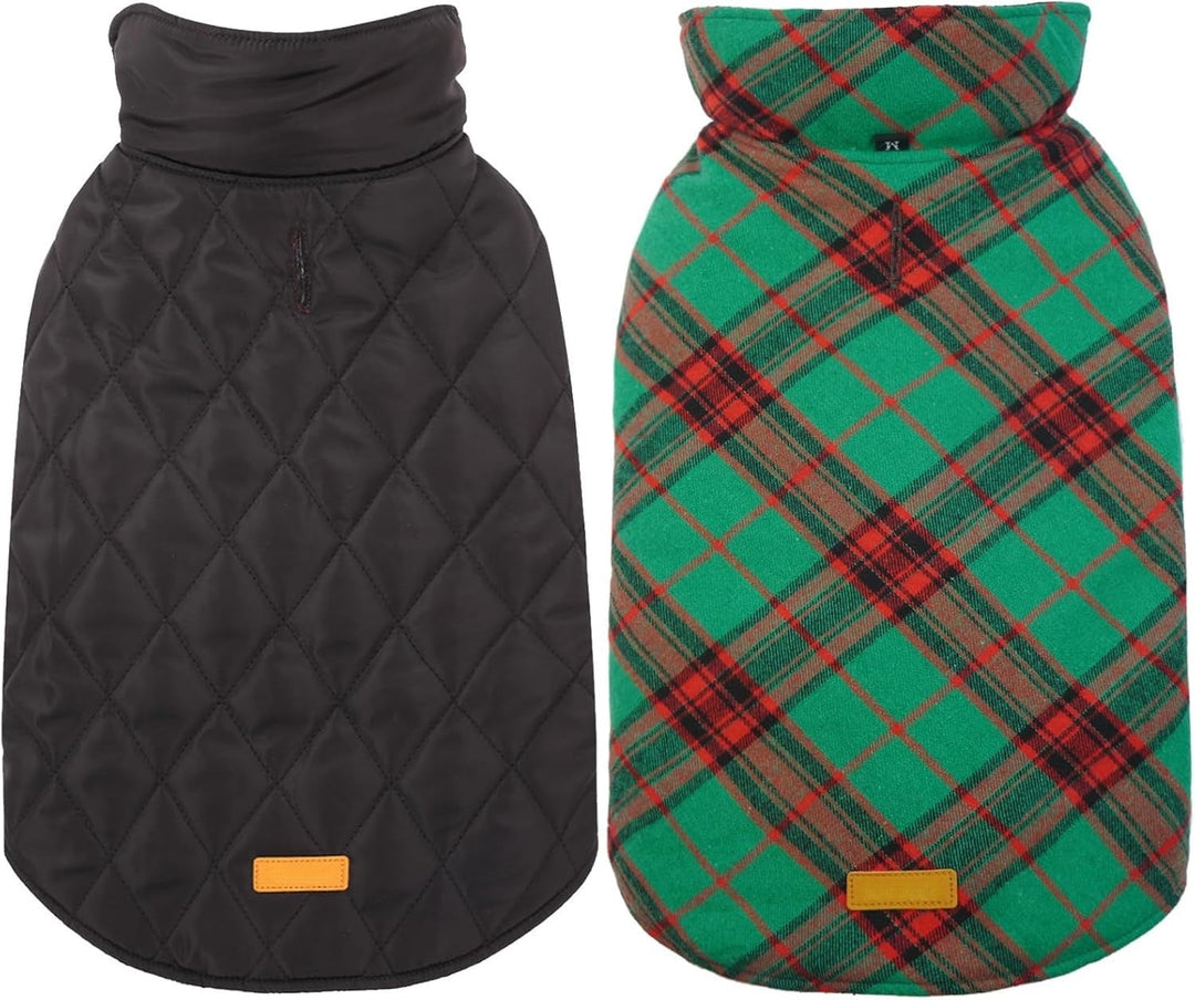 Outdoor dog gear: cozy British style waterproof dog jacket with collar, pet winter wear.