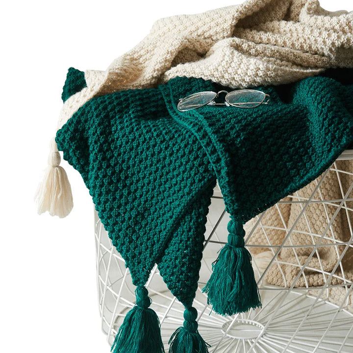 Richly textured Scandinavian wool throw, perfect for sofa, bed, or cozy home decor.