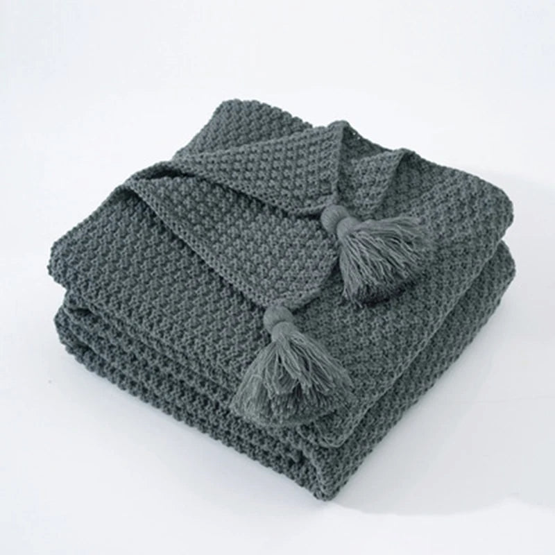 Hand-knitted feel wool blanket, Aurora, bringing Scandinavian warmth & comfort to your space.
