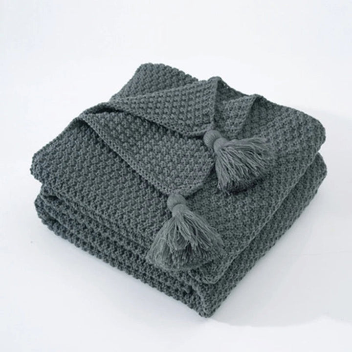 Hand-knitted feel wool blanket, Aurora, bringing Scandinavian warmth & comfort to your space.