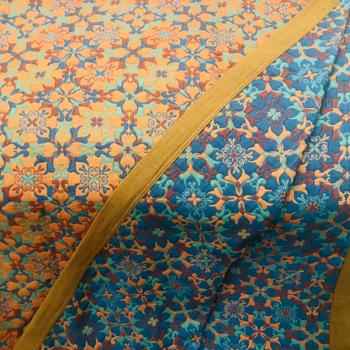 Soft home textile: orange and blue patterned six-layer cotton quilt for ultimate comfort