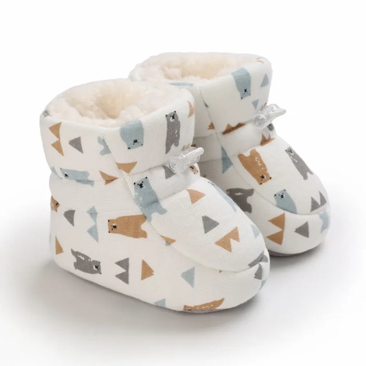Warm anti-slip baby winter boots by SnugToes, perfect cozy infant footwear & cute baby gift for newborns.