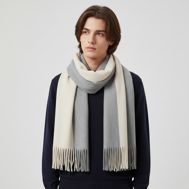 Fashionable striped fringe scarf, keeping you warm and cozy in winter