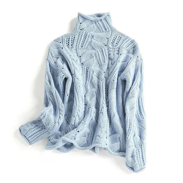 Cozy women's everyday knit sweater. Soft long-sleeve pullover, perfect for comfortable casual wear and versatile fashion.
