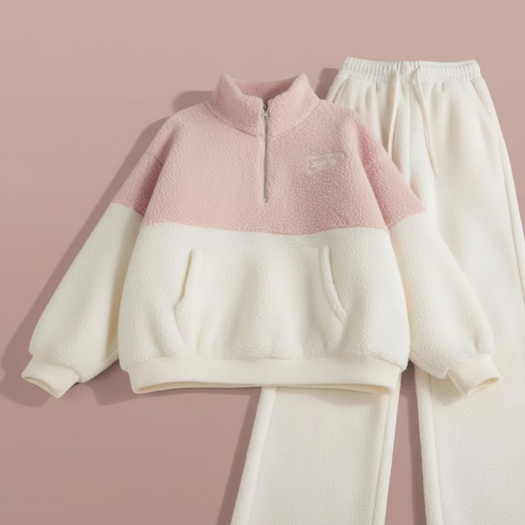 Women's lambswool fleece loungewear, ideal for cozy winter wear and ultimate comfort