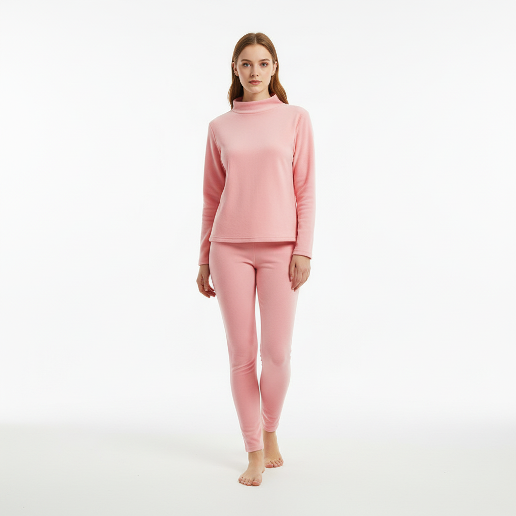 Stylish two-piece women's fleece set for casual wear, includes top and matching pants