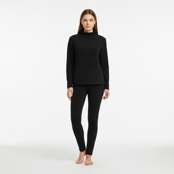 Warm fleece two-piece set for women, perfect for winter comfort and casual style
