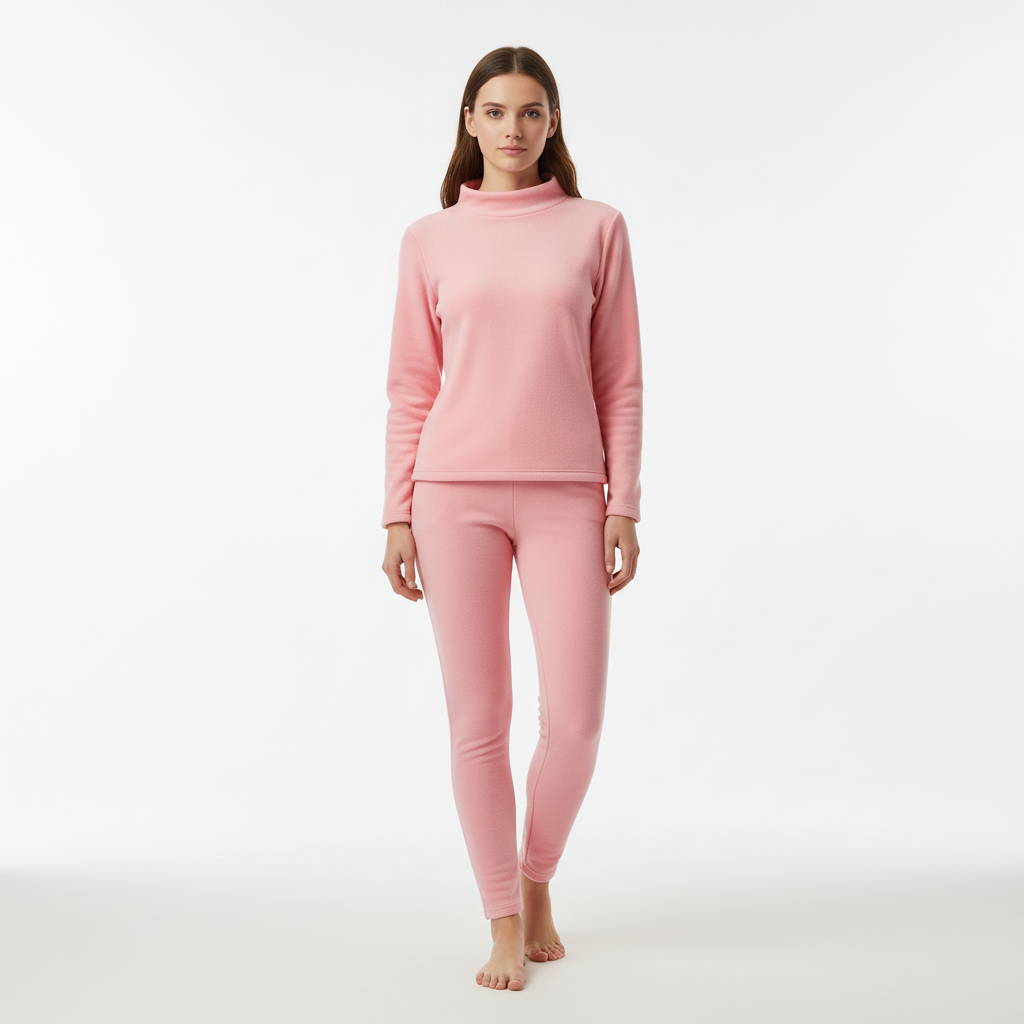Elegant women's fleece loungewear set, featuring a cozy top and matching pants