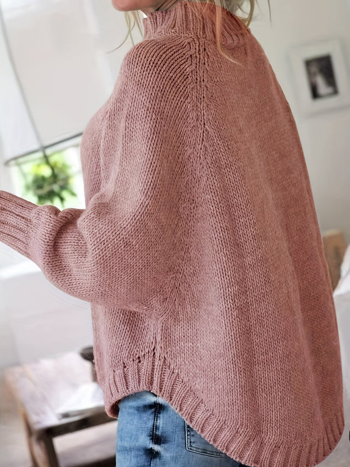 Chic women's high-neck textured sweater. A fall fashion essential with an oversized, relaxed fit.