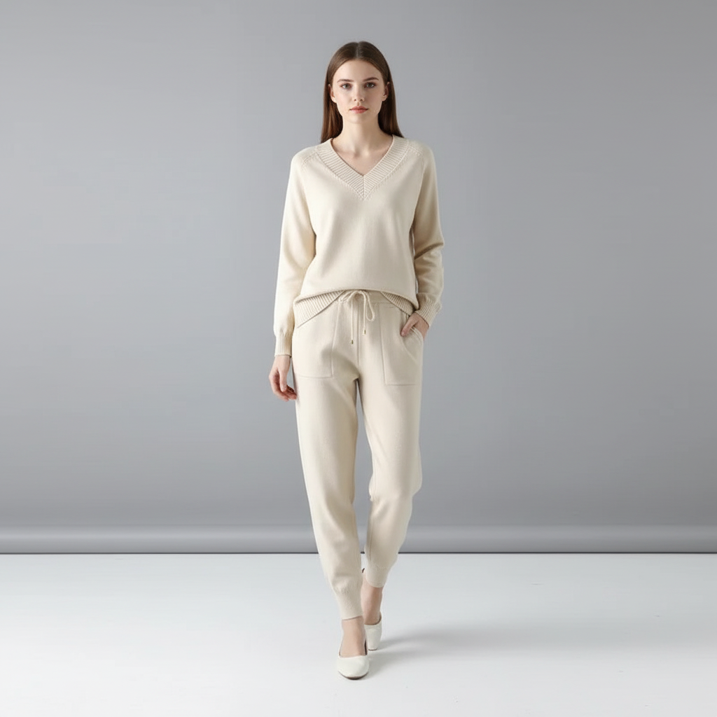 Soft women's knit two-piece comfort set, great for loungewear or casual everyday style.