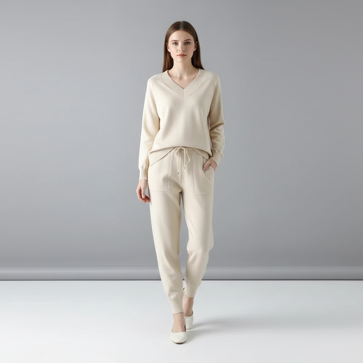 Soft women's knit two-piece comfort set, great for loungewear or casual everyday style.