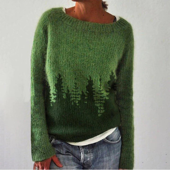 Comfortable women's knitted long sleeve jumper. Soft pullover sweater, ideal for cozy & warm winter days.