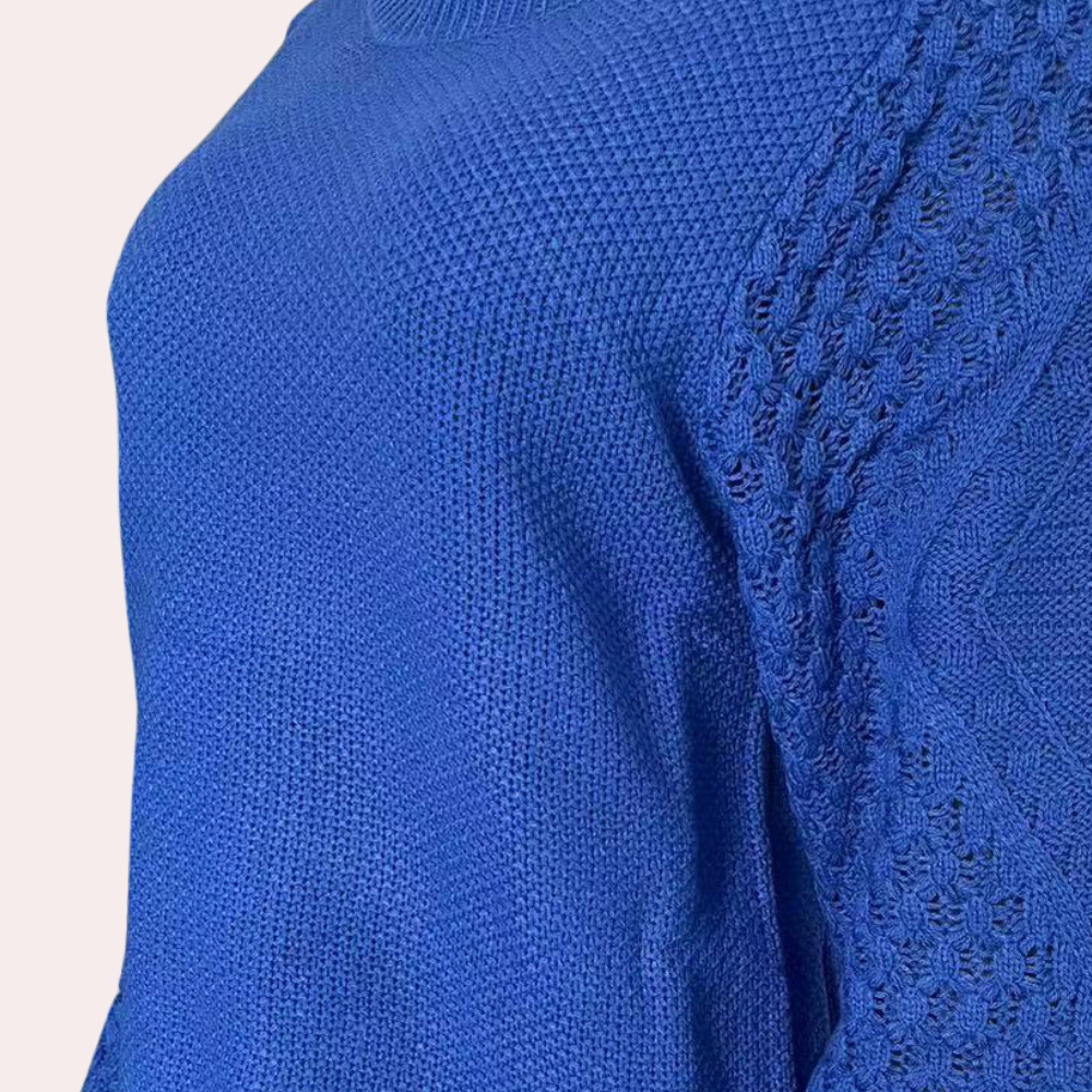 Ladies' cozy knitted sweater, a stylish long-sleeve piece offering warmth for fall & winter fashion.