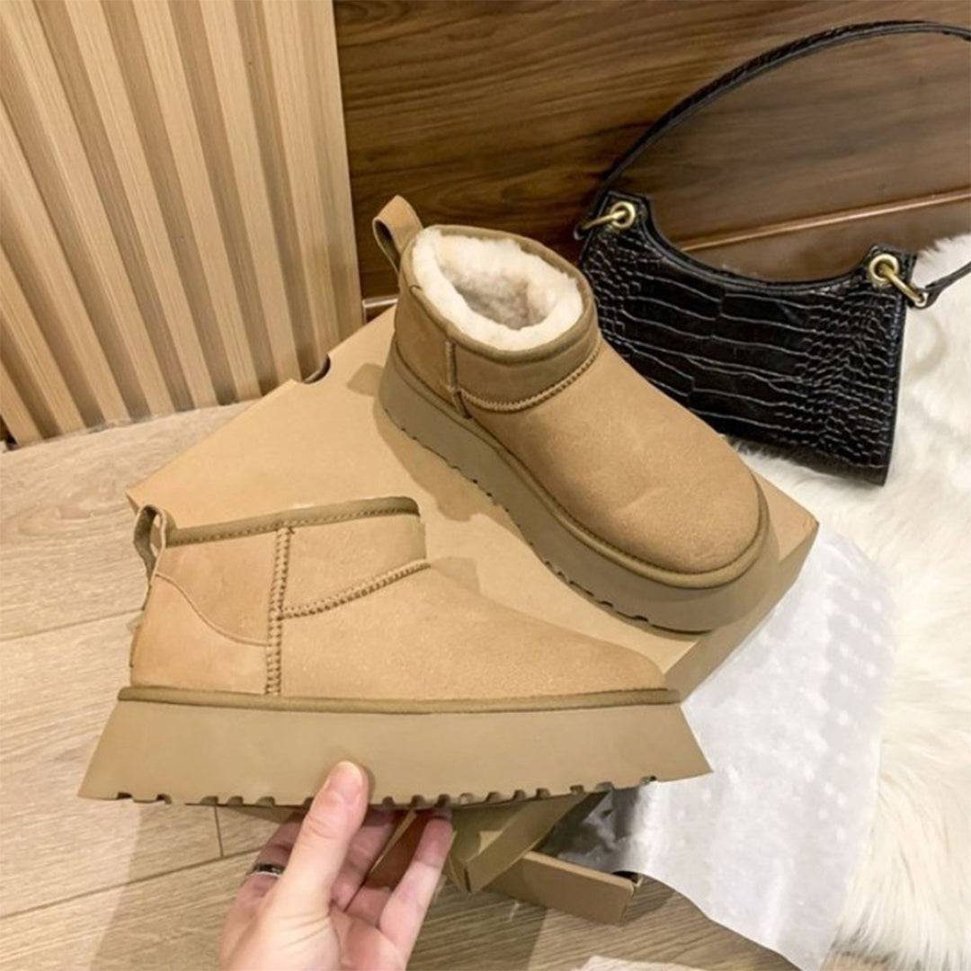 Warm and cozy women's ankle winter boots, ideal for everyday wear in chilly winter conditions.