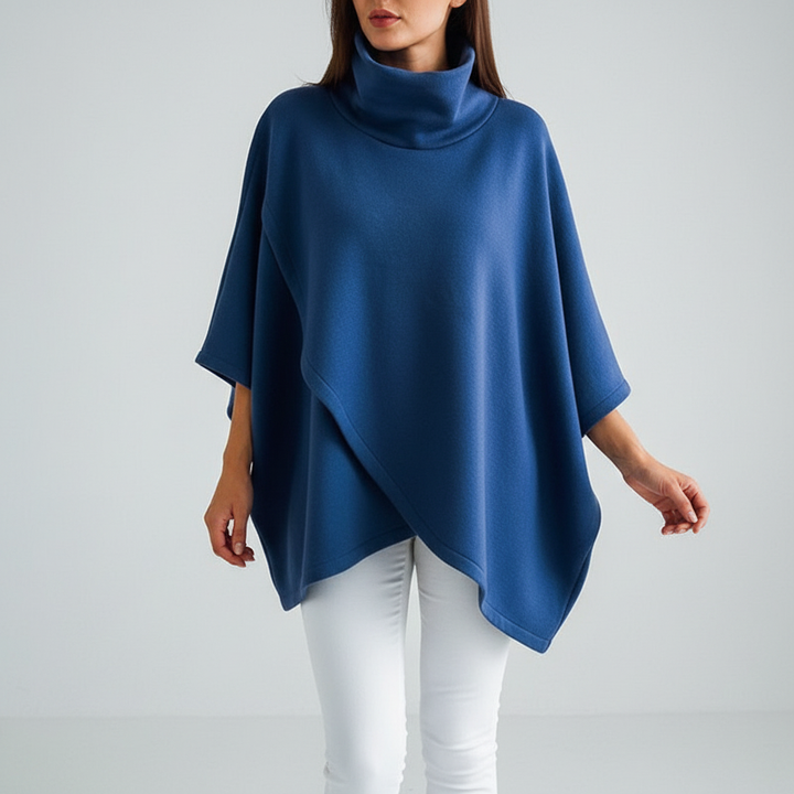 Women's high roll-neck knit sweater in an oversized fit, ideal for cozy winter outfits