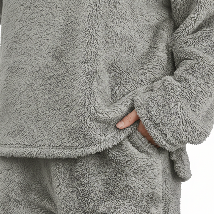 Soft women's plush fleece loungewear set, a winter essential for ultimate comfort.