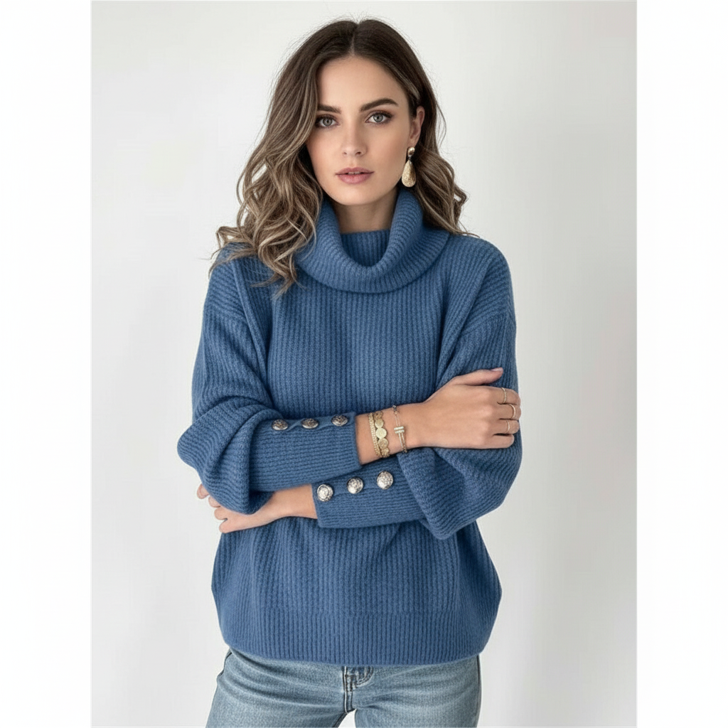 Versatile women's cozy turtleneck long sleeve sweater, essential for winter casual outfits