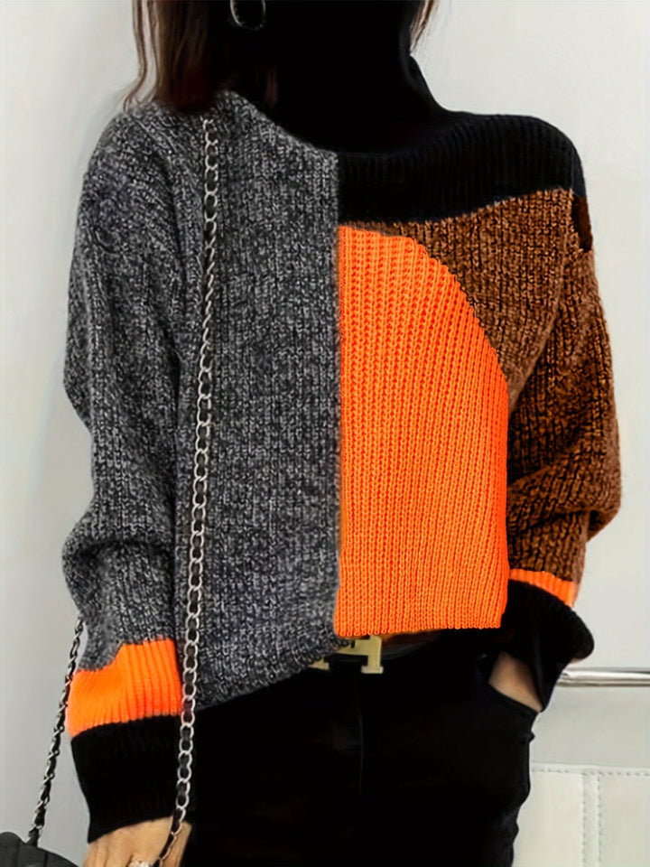 Cozy women's turtleneck sweater for cold days, warm knit & relaxed fit. Perfect autumn/winter fashion.