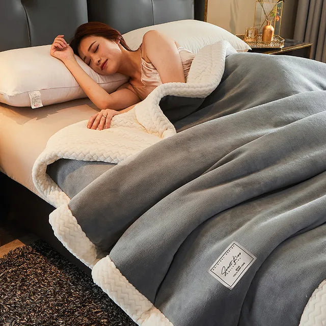 Striped CozyBlanket polyester fleece throw, adding style and warmth to any room
