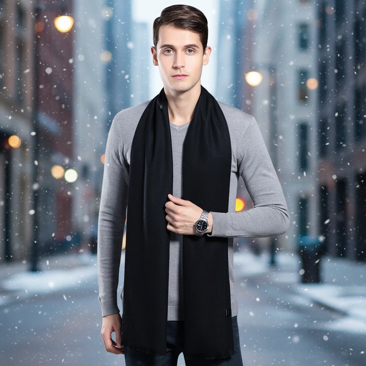 Elegant cashmere long scarf in plain design, perfect autumn-winter accessory
