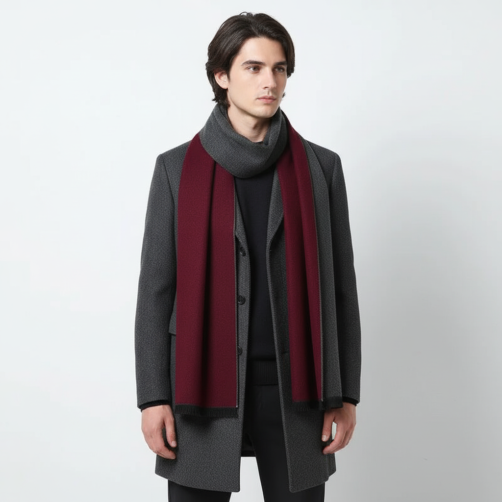 Simple yet elegant cashmere long scarf, perfect for unisex styling