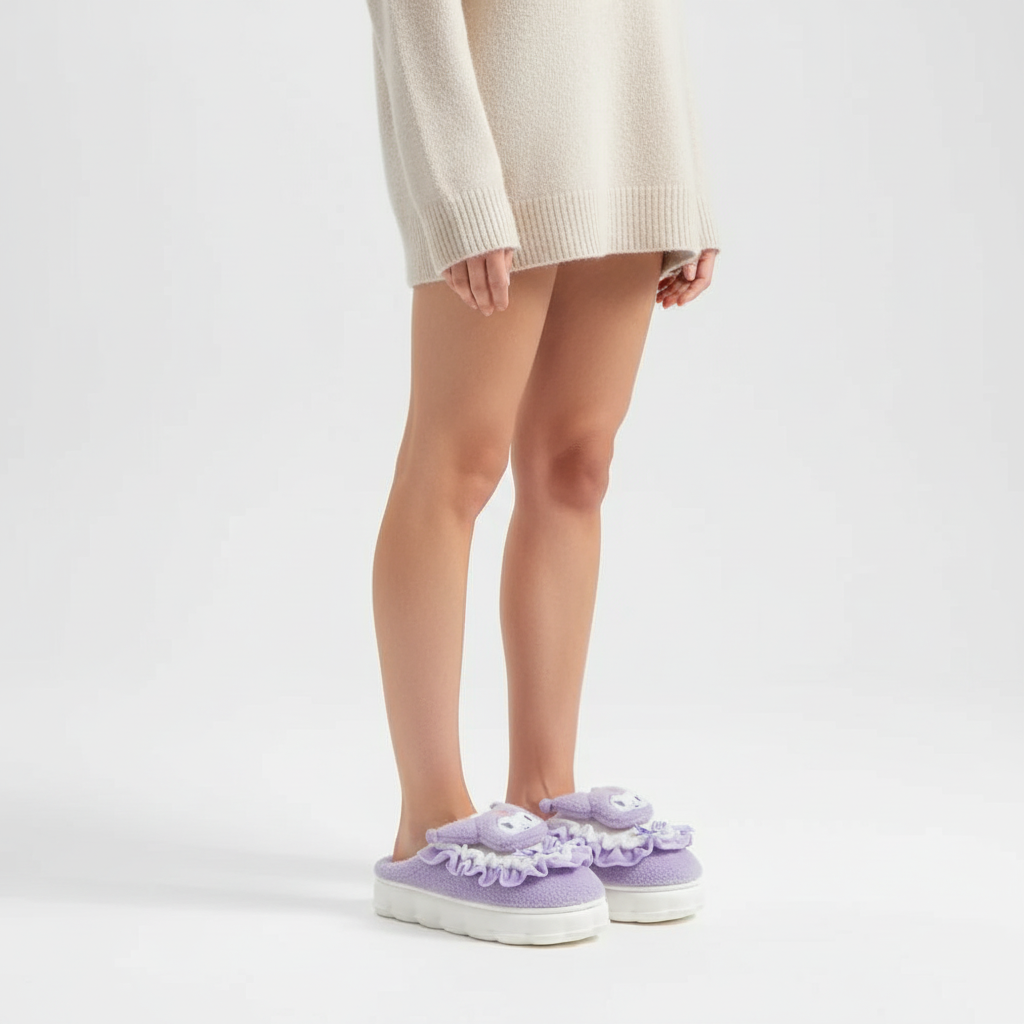 Cozy women's house slippers by CozyFluff, fleece-lined and designed for comfort with a playful aesthetic.