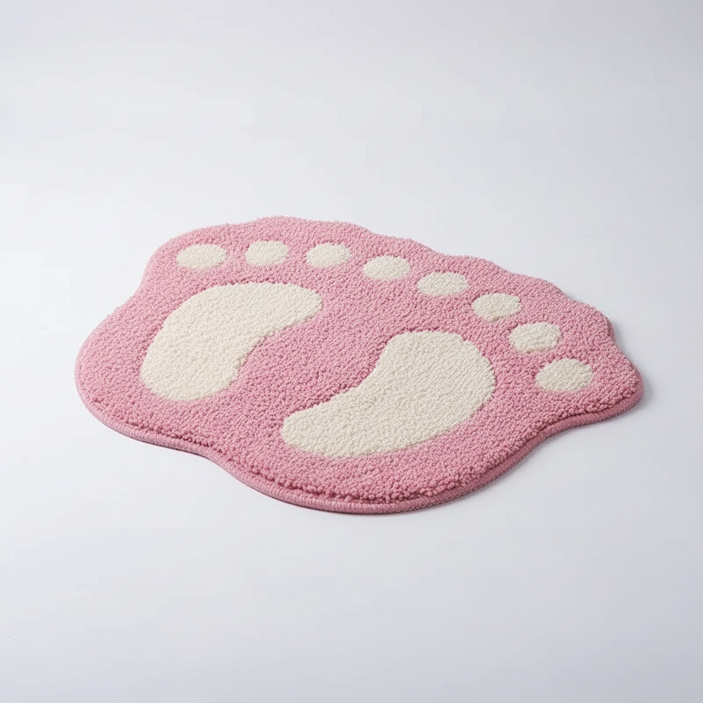 CozyFoot bath mat detail: soft, water-absorbent plush material, ideal for a cozy home bathroom