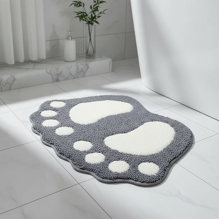 CozyFoot unisex foot-shaped bath mat in soft memory foam; non-slip & absorbent for bathroom decor