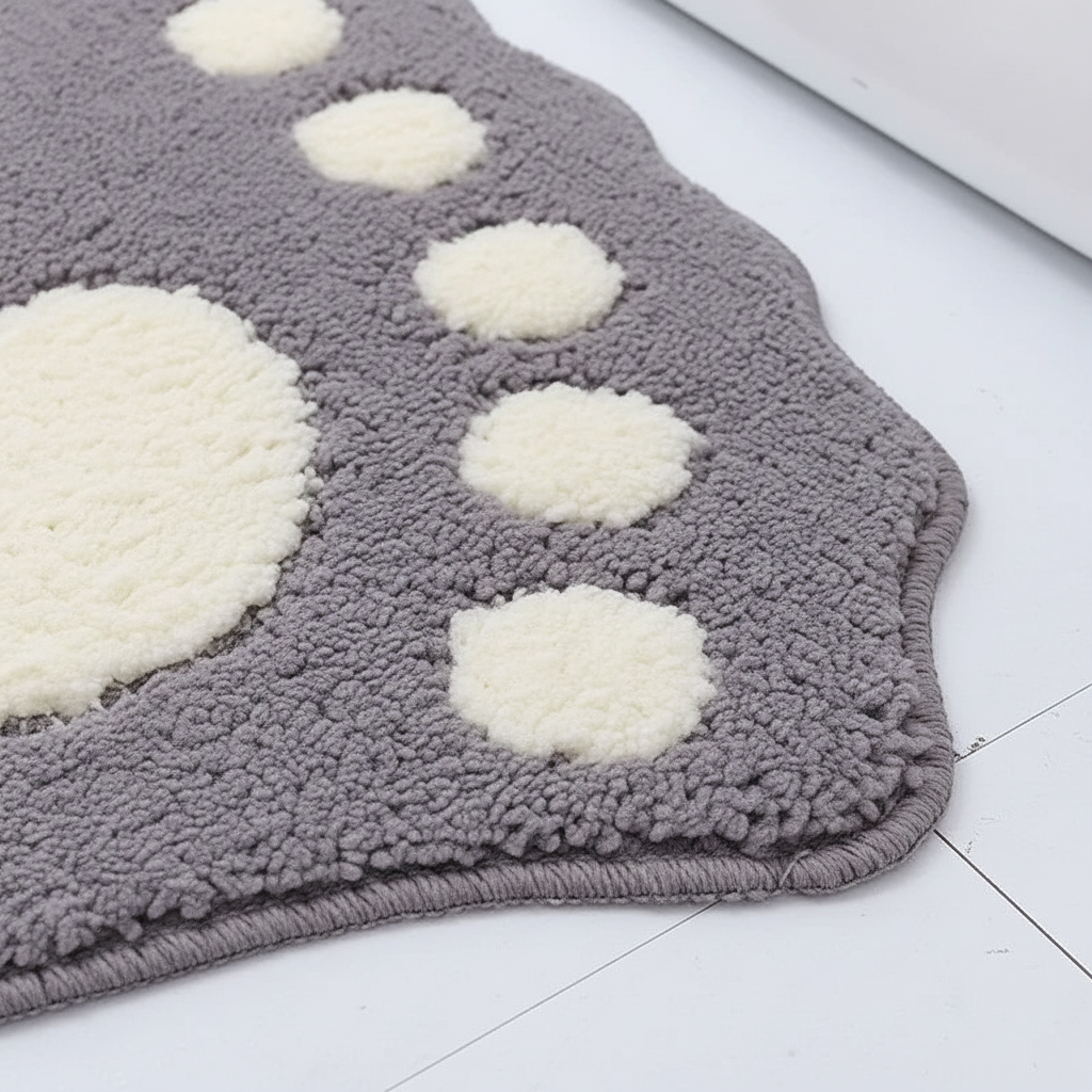 Foot-shaped memory foam bath mat, CozyFoot, providing absorbent and soft home comfort underfoot