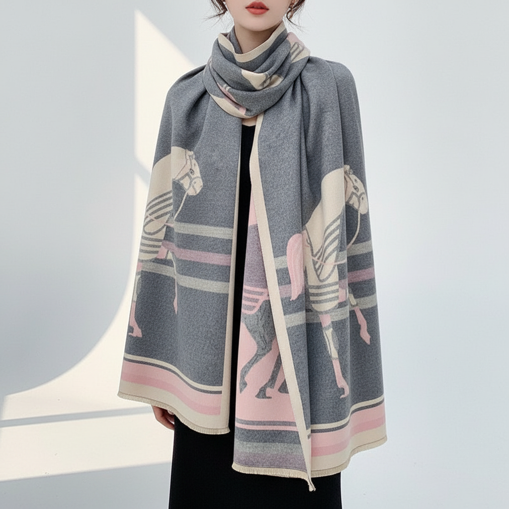 Close-up of a CozyLuxe soft winter scarf, highlighting its delicate weave and vibrant colors