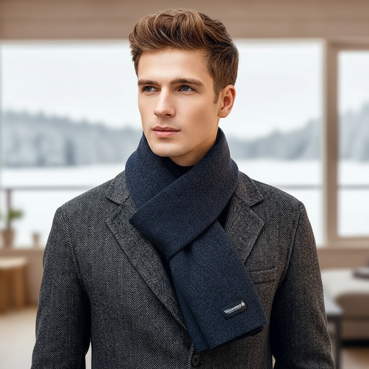 Soft unisex cashmere blend scarf with elegant drape, ideal fashion accessory for winter outfits