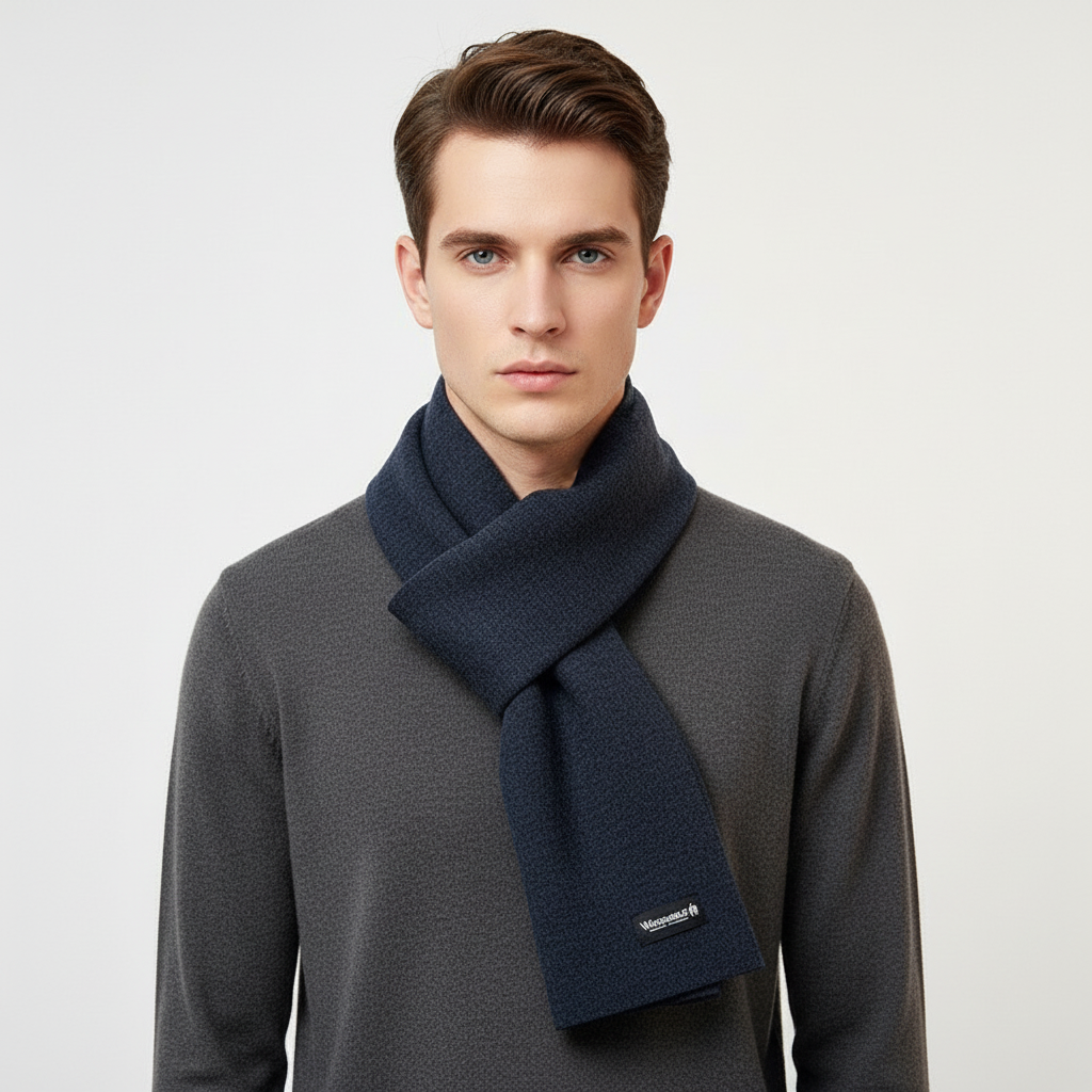 Warm polyester and cashmere blend winter scarf, offering luxurious feel and insulation
