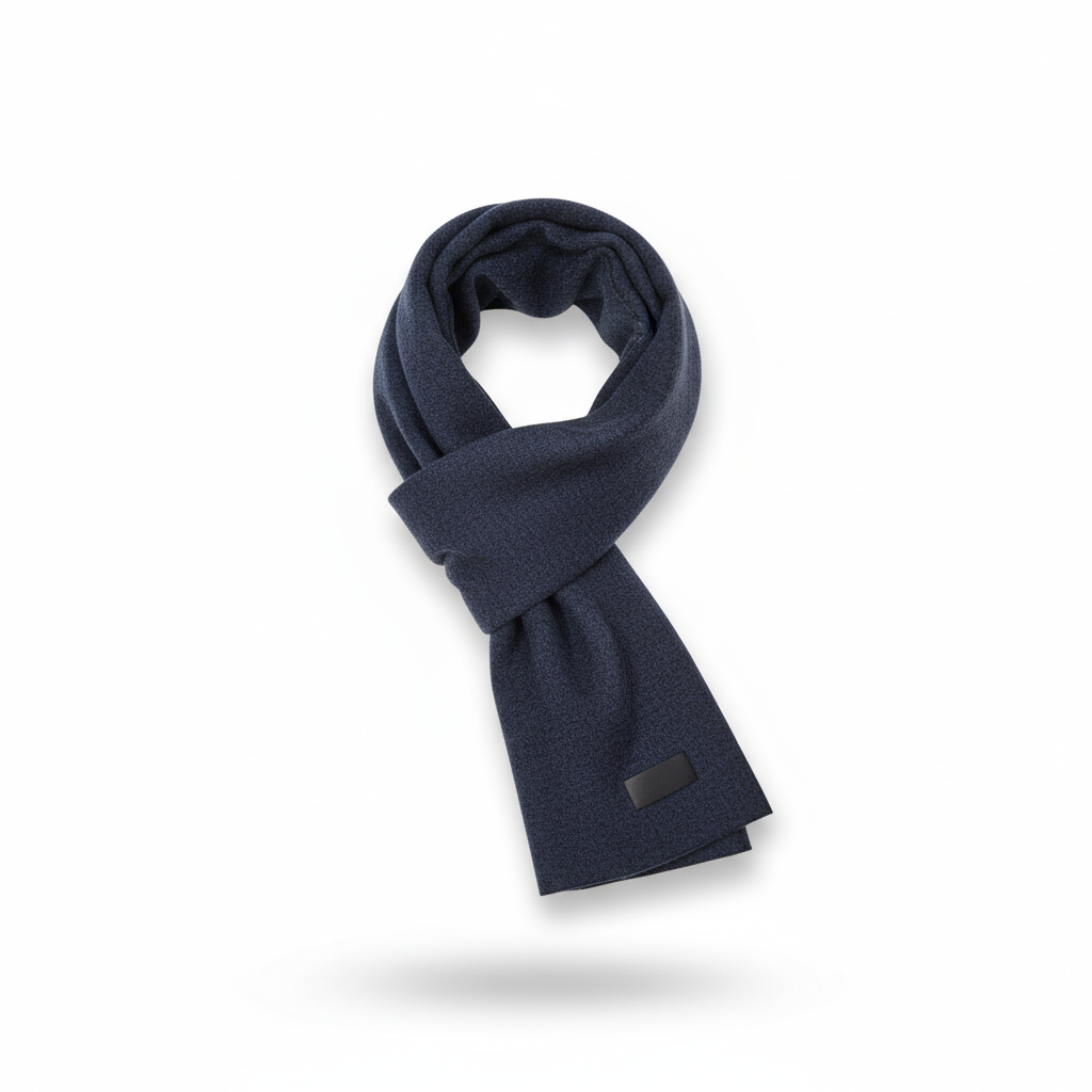 Close-up of a high-quality cashmere blend winter scarf, highlighting its soft, cozy fabric