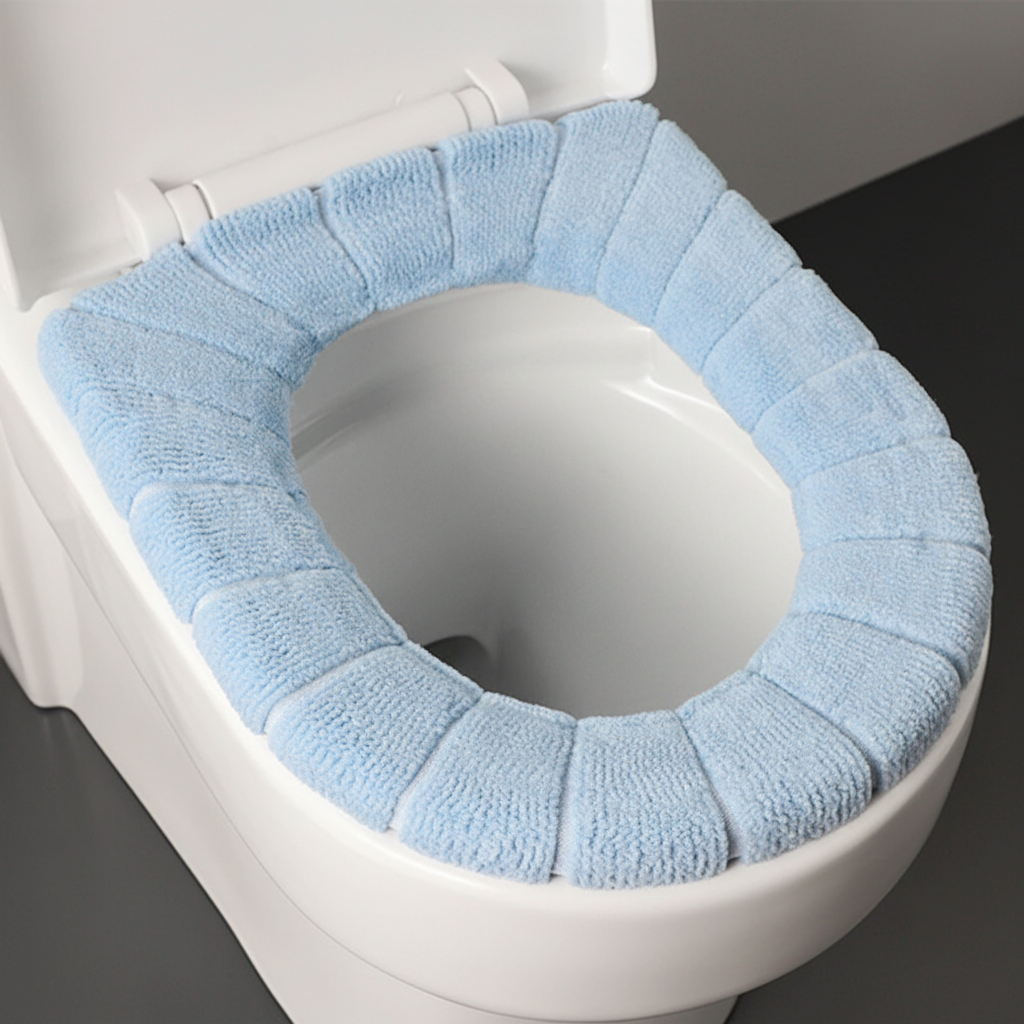 Washable CozySeat padded toilet cover, unisex design in durable polyester for home use