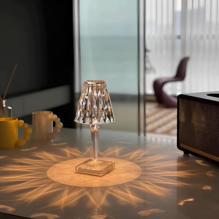 Living room accent light, LumeCrystal, crystal LED touch lamp adding sparkling decor
