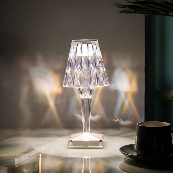 Modern home decor crystal LED lamp, LumeCrystal, with intuitive touch control