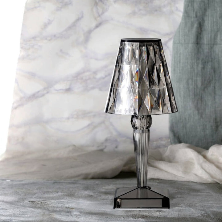 LumeCrystal, touch control LED table lamp, showcasing bright crystal facets