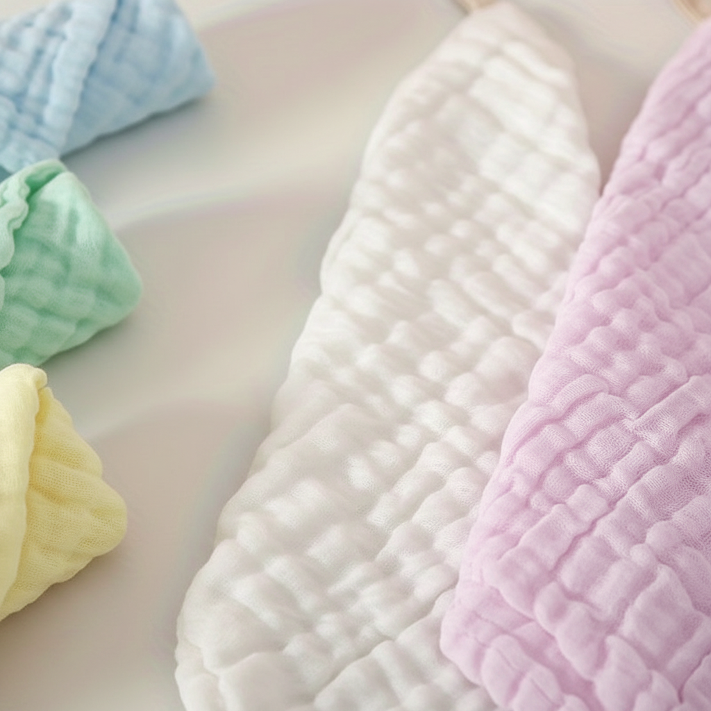 Close-up of CuddleWrap baby towel texture, highlighting its soft, breathable fabric for infants