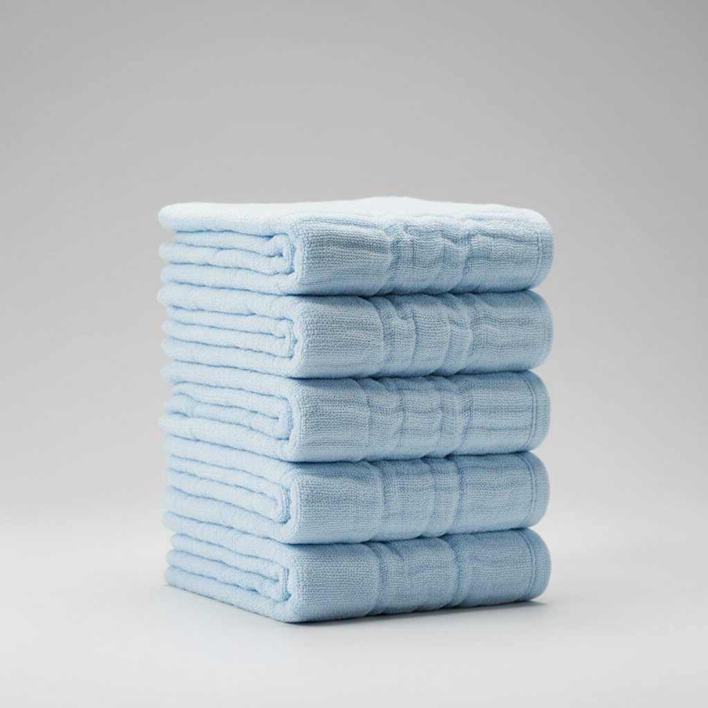 A stack of folded CuddleWrap muslin cloths, essential for newborn care & everyday use