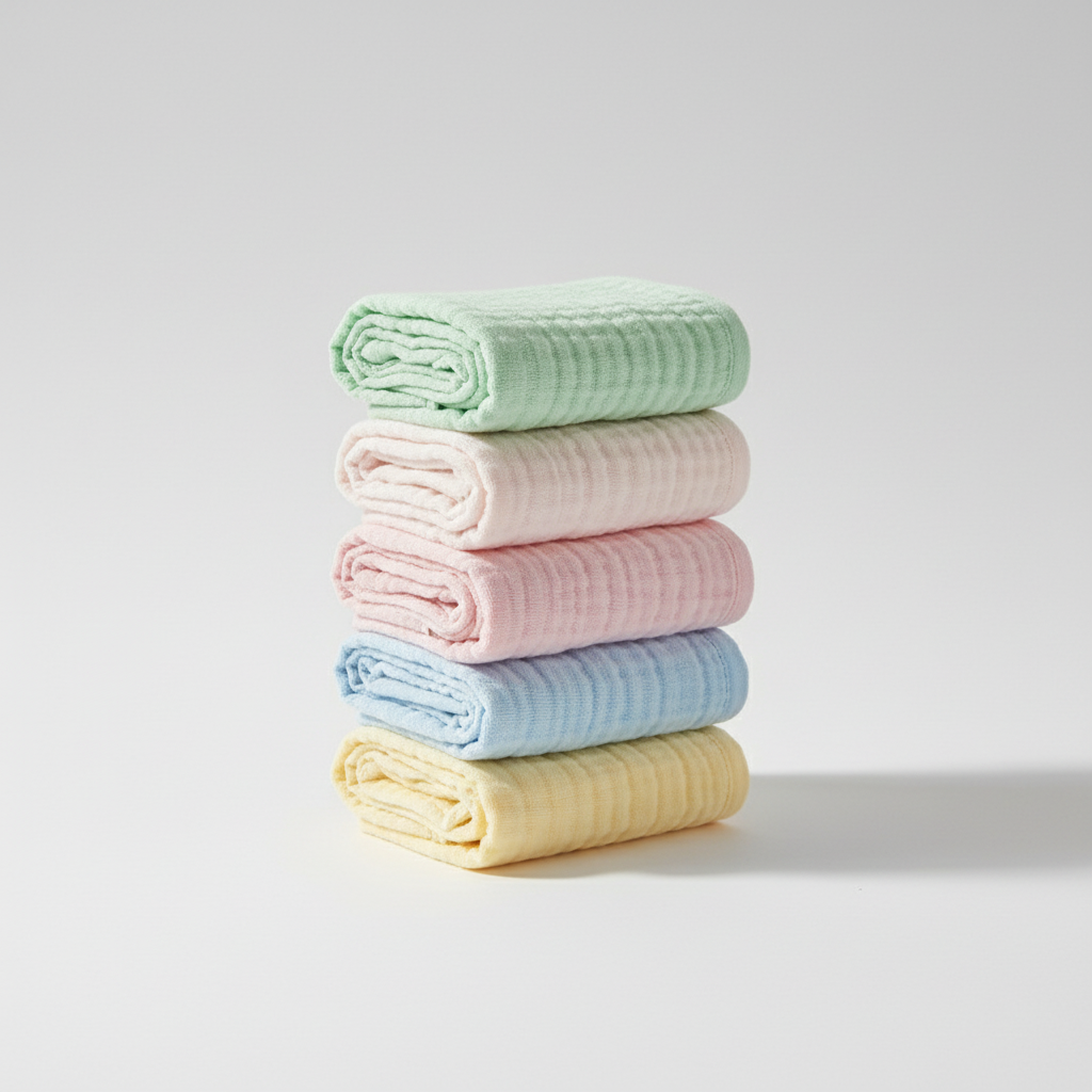 Detailed shot of CuddleWrap muslin cloth's fine weave, emphasizing its infant-friendly softness