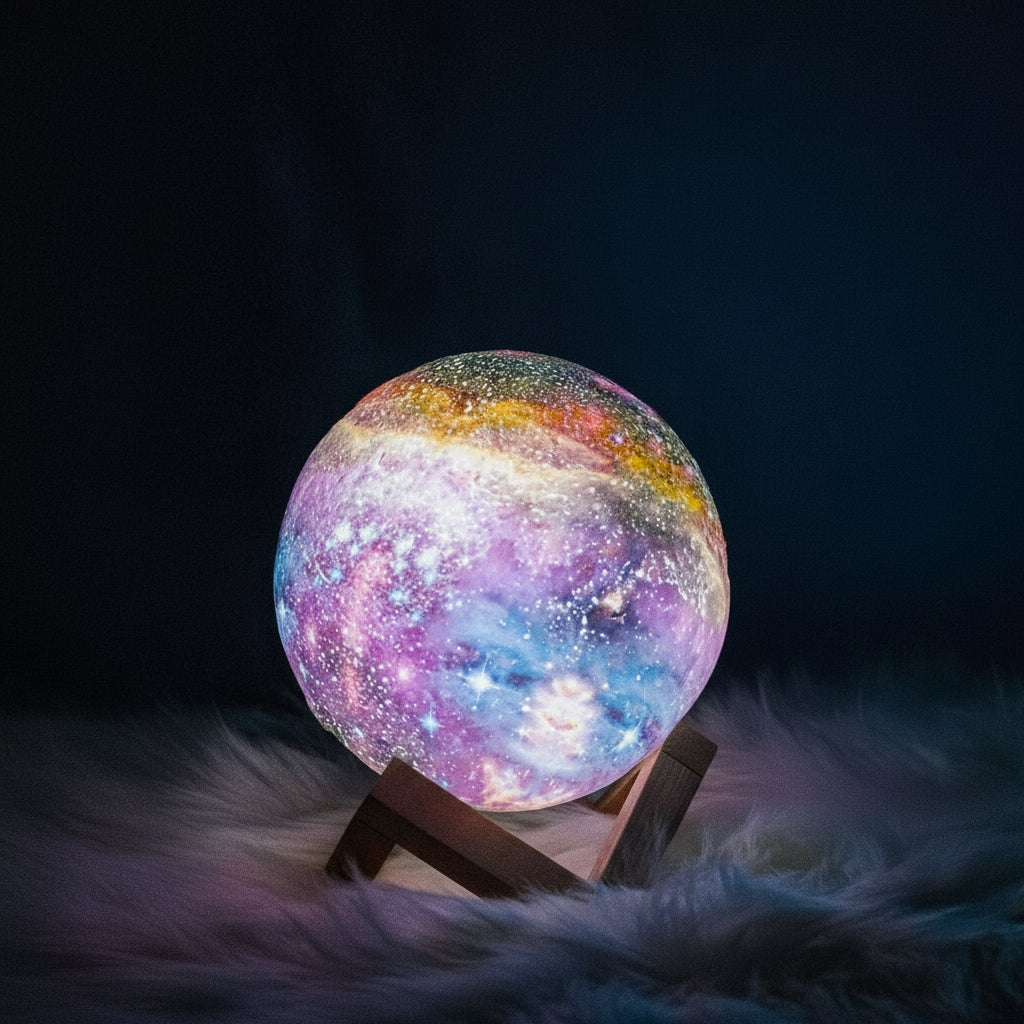Customizable LED ambient light globe lamp, ideal for modern mood lighting & home decor.