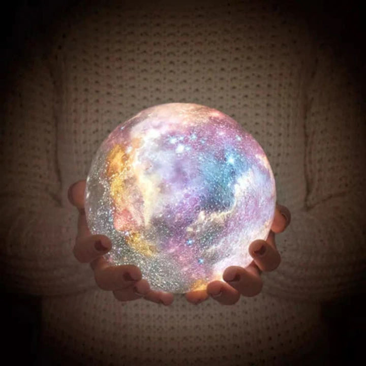 Relaxing LED ambient light globe lamp, customizable for serene bedroom lighting & cozy spaces.