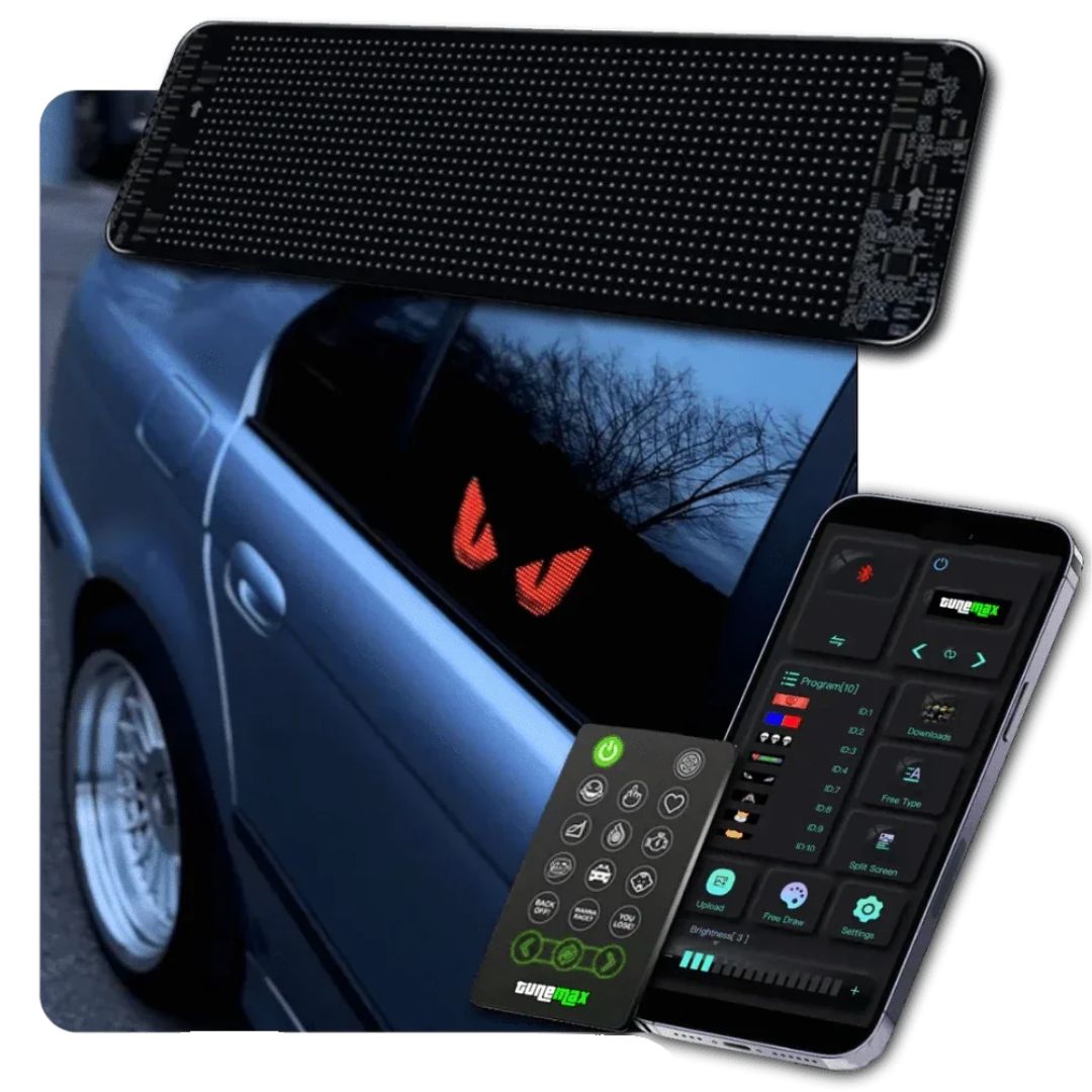 Customizable vehicle LED display sign for dynamic messaging & advertising.