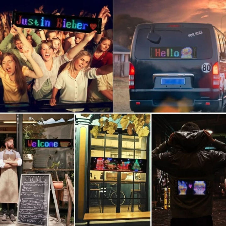Auto decor LED sign: customizable display for dynamic in-car messaging.