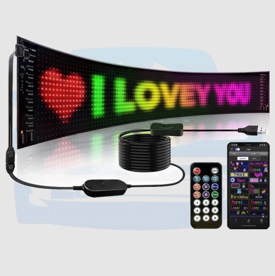 Dynamic messaging board: programmable LED display for cars & trucks.