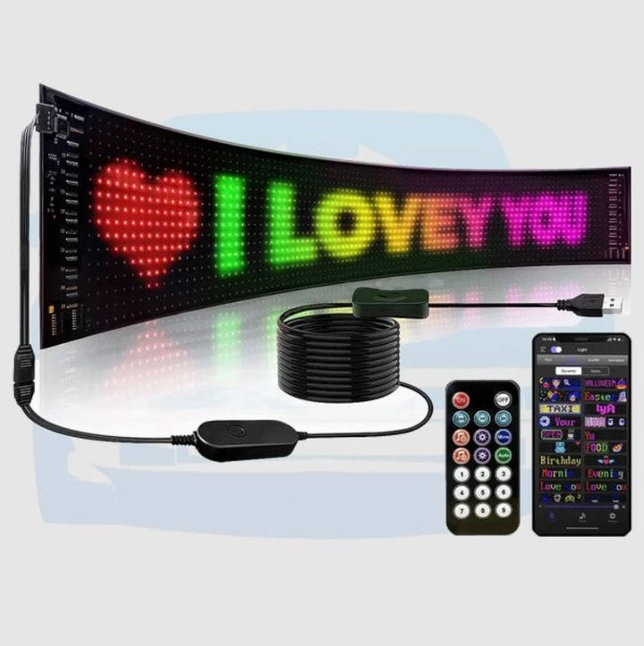 Dynamic messaging board: programmable LED display for cars & trucks.
