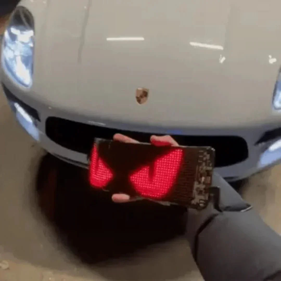 Car accessory: programmable LED digital sign for dynamic vehicle messaging.
