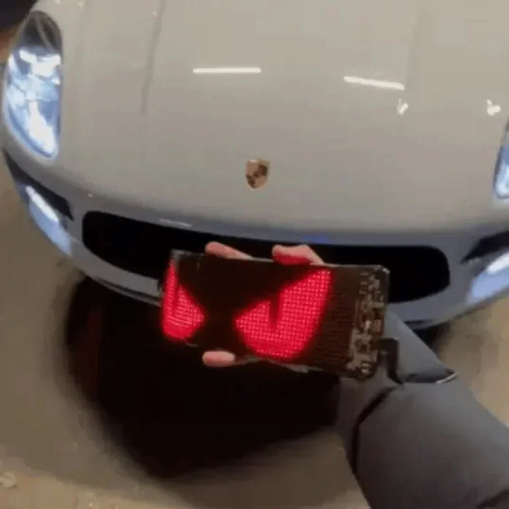 Car accessory: programmable LED digital sign for dynamic vehicle messaging.