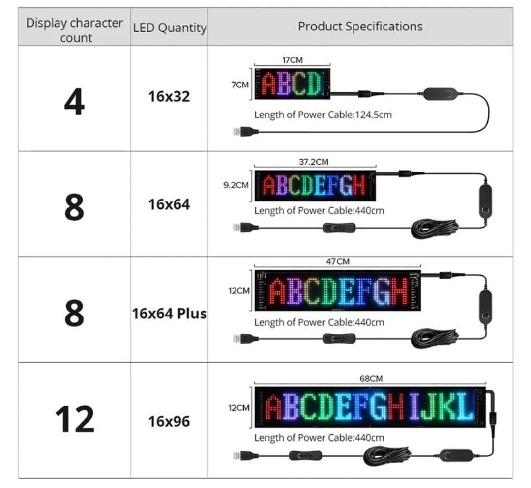 Customizable LED auto-display for unique advertising & personal messages.